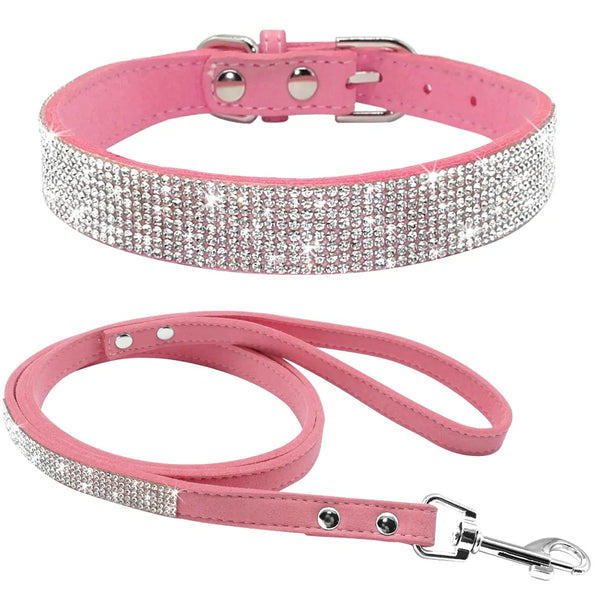 Leather Dog Collar Leash Set